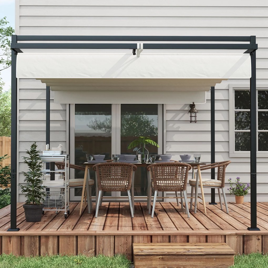 Pérgola 3x4 Pérgola de Jardim com Teto Retrátil de Poliéster e 12 Orif
