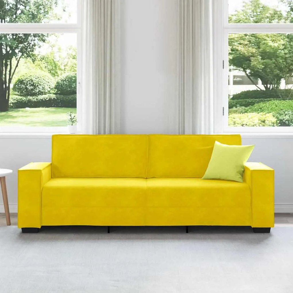 Sofá de 3 lugares 180 cm veludo amarelo