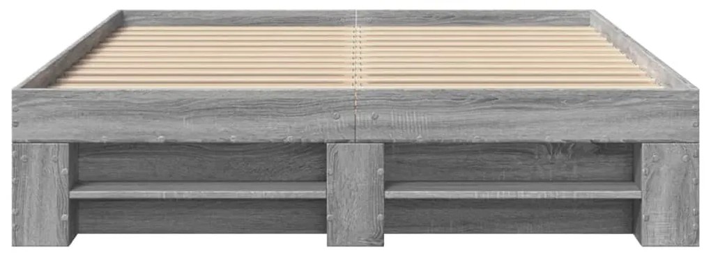 Estrutura cama 140x190 cm derivados de madeira cinzento sonoma