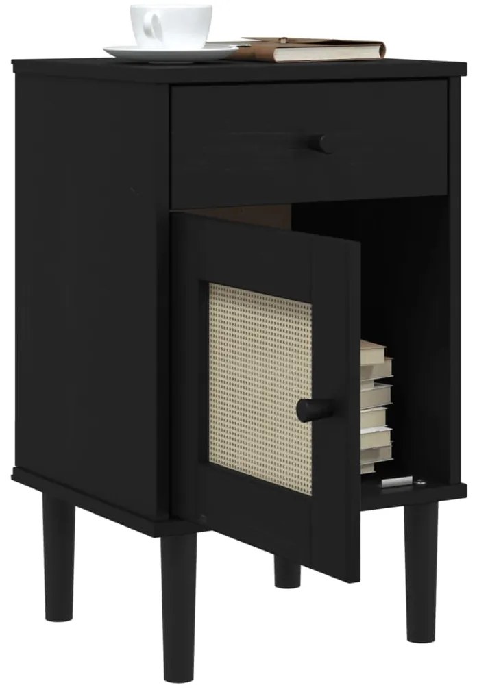 Mesa de cabeceira SENJA 40x35x65 cm pinho maciço preto