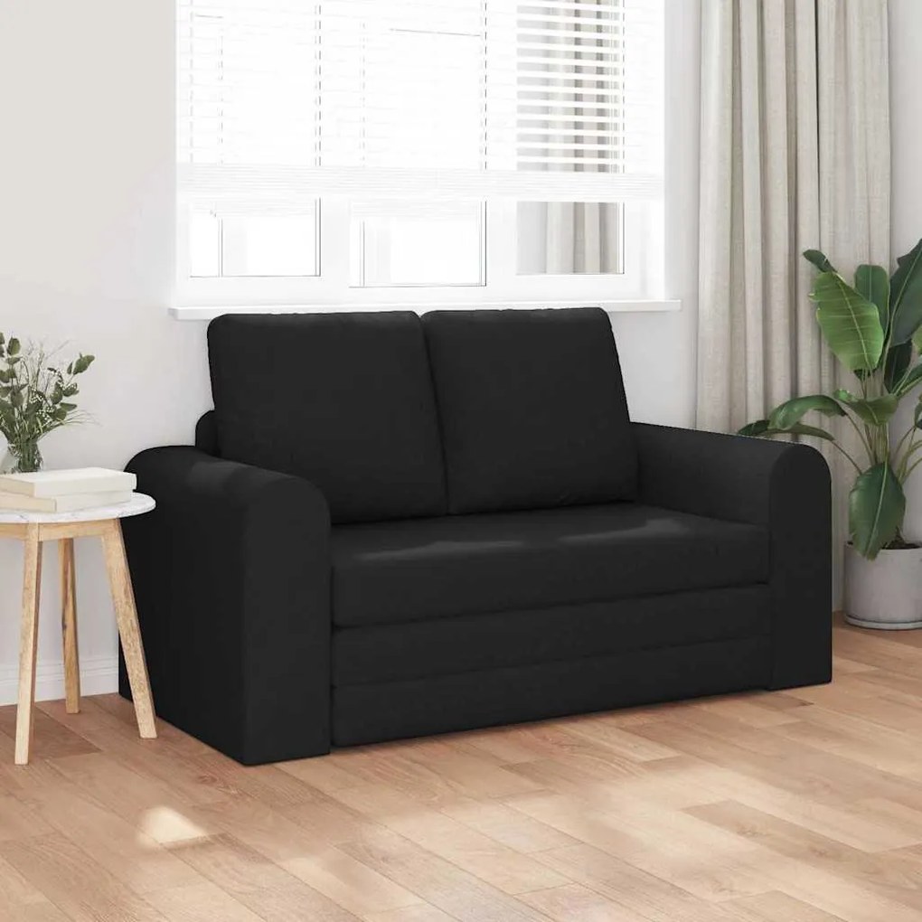 Sofá-Cama de Chão 2 em 1 Preto 148x71x83 cm Tecido