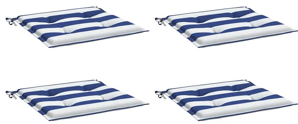 Almofadões p/ cadeira 2pcs 50x50x4 cm tecido riscas azul/branco