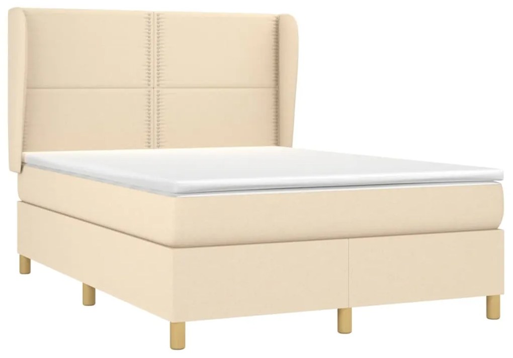 Cama com molas/colchão 140x200 cm tecido cor creme