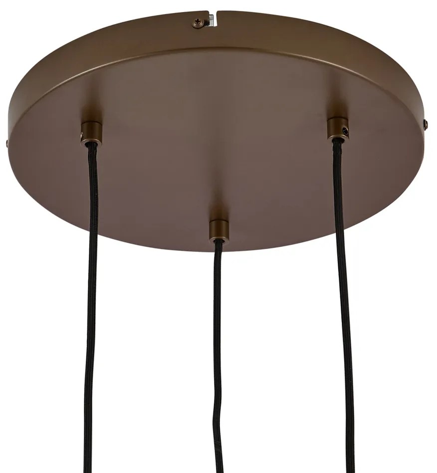 Candeeiro suspenso Hotel Chic bronze escuro com vidro âmbar 3 luzes - Stavelot
