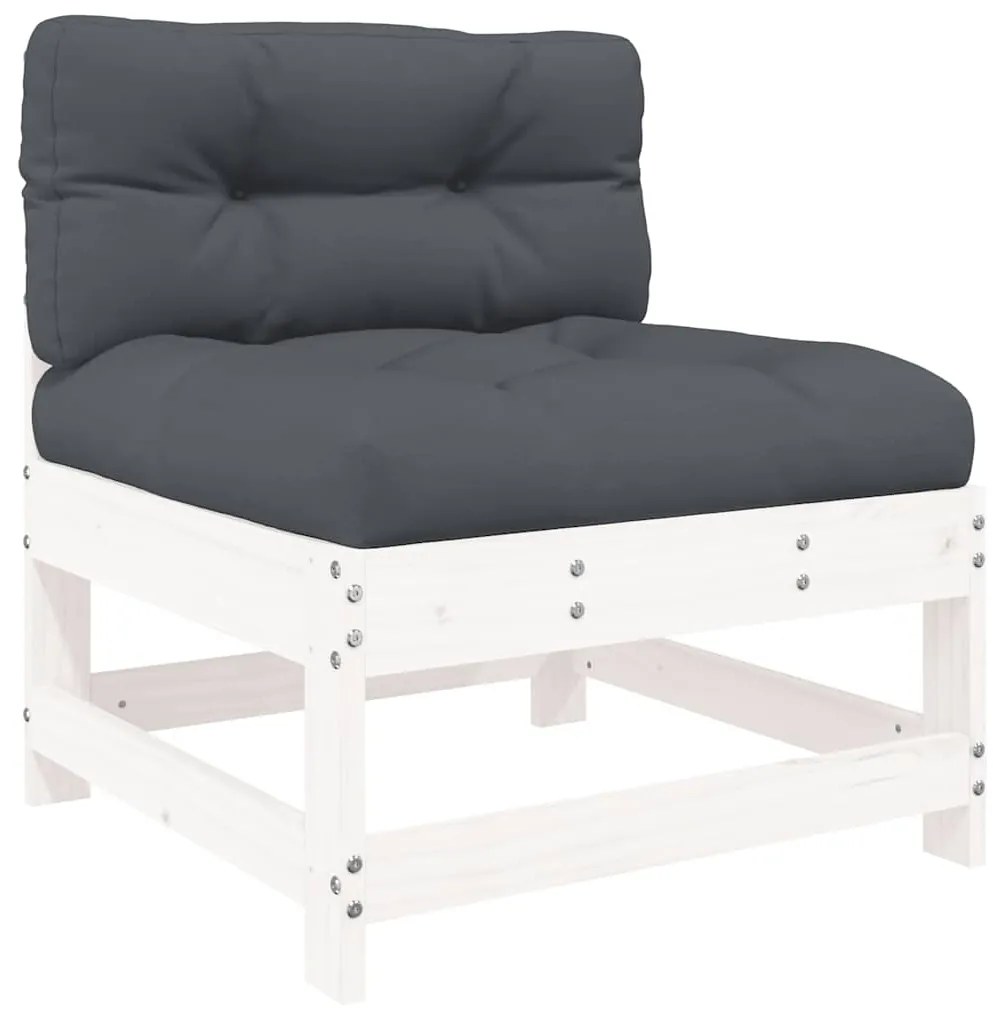 Sofás de centro com almofadões 2 pcs pinho maciço branco