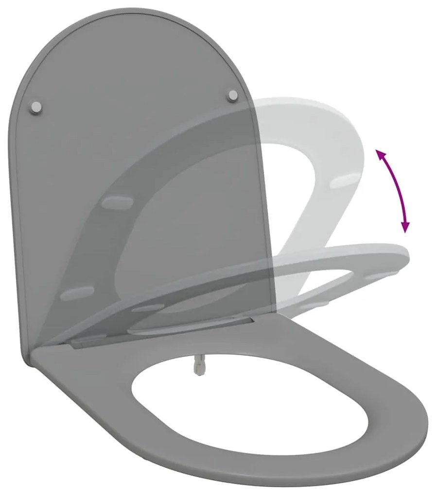 Assento de Casa de Banho com Fecho Suave Duroplast Cinzento vidaXL