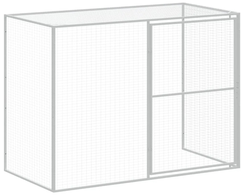 Casota cães c/ parque 214x1273x181 cm aço galvaniz. cinza-claro