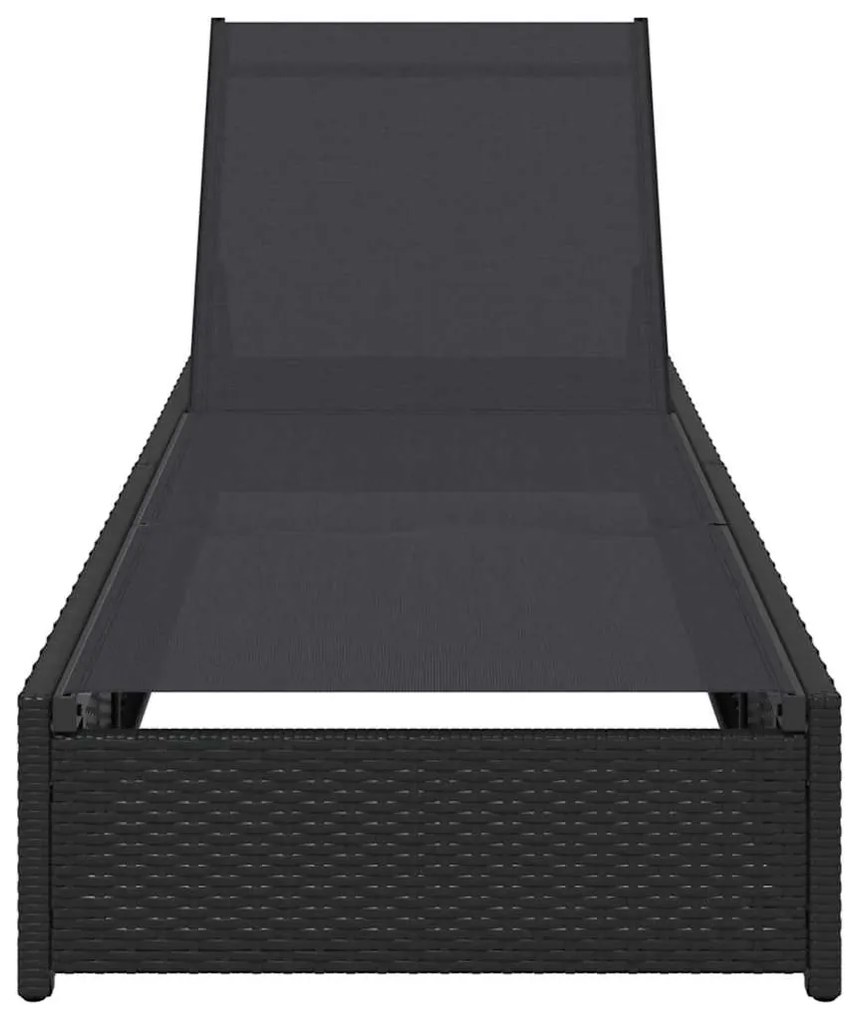 Espreguiçadeira Preta 60x200x27 cm Rattan Sintético