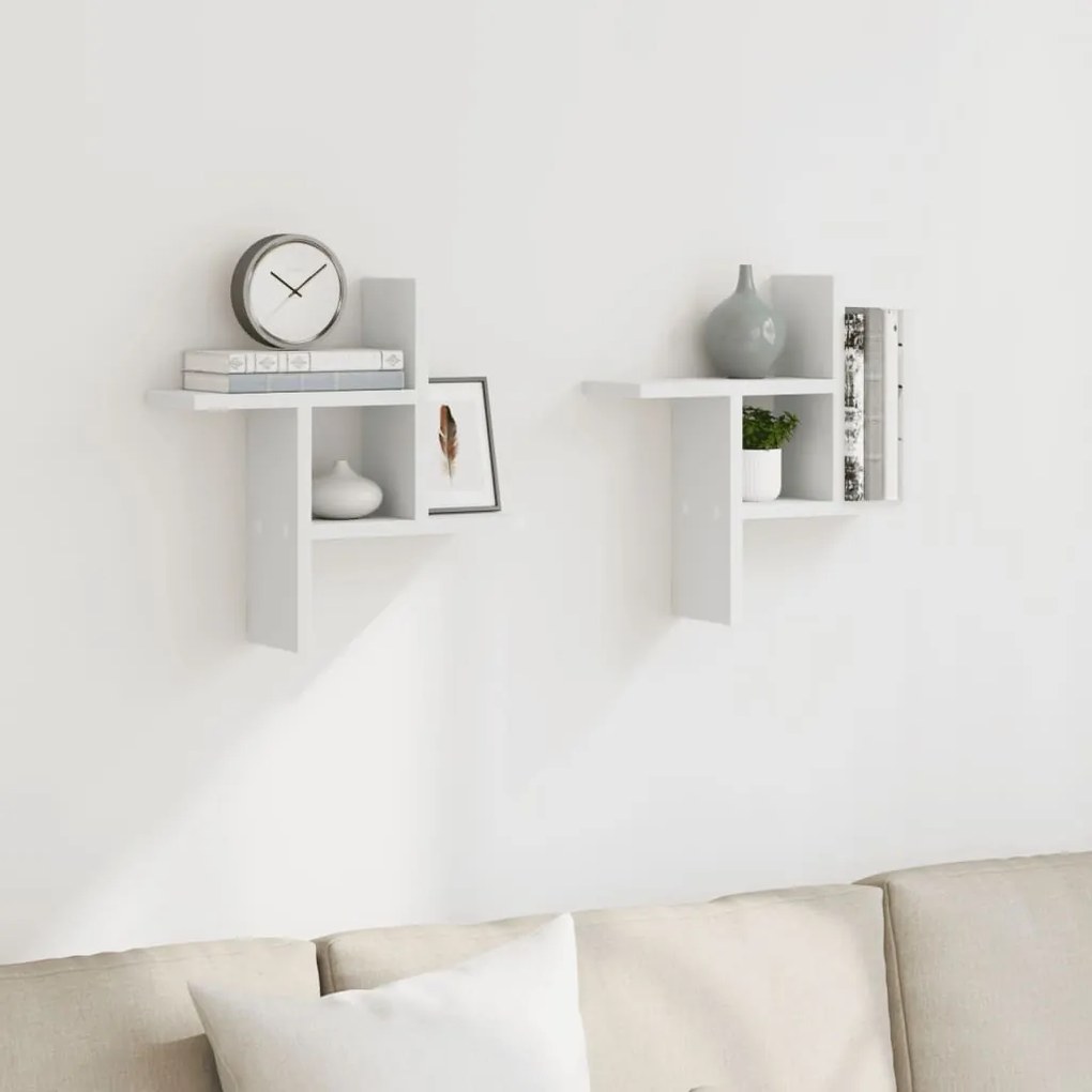 Prateleiras de parede 2 pcs 38x12x38cm derivados madeira branco