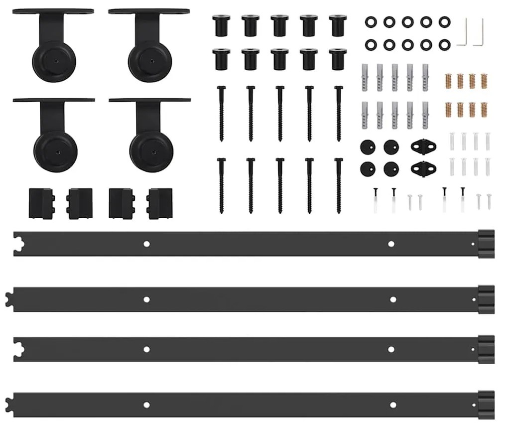 Kit de ferragens para porta deslizante 305 cm aço preto