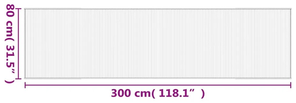 Tapete retangular 80x300 cm bambu cor natural clara