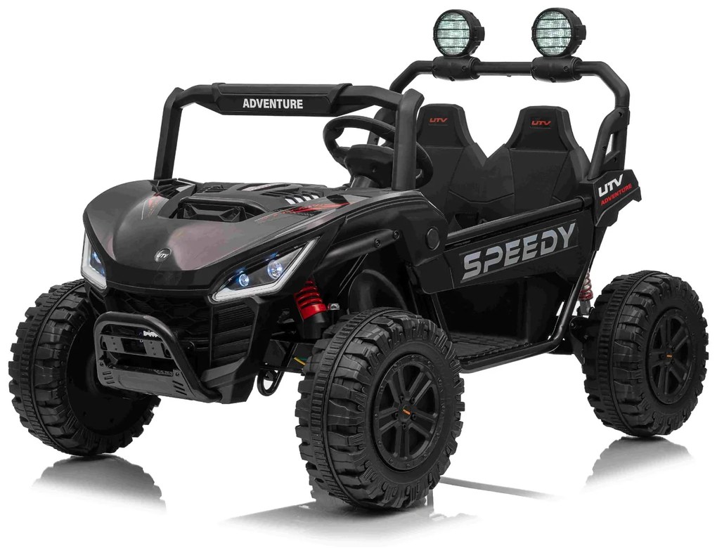 Jipe elétrico para crianças T-REX Ride 4x4, 2 Lugares, 24V, leitor MP3, bateria de lítio, Rodas EVA, controlo remoto, luzes LED Preto