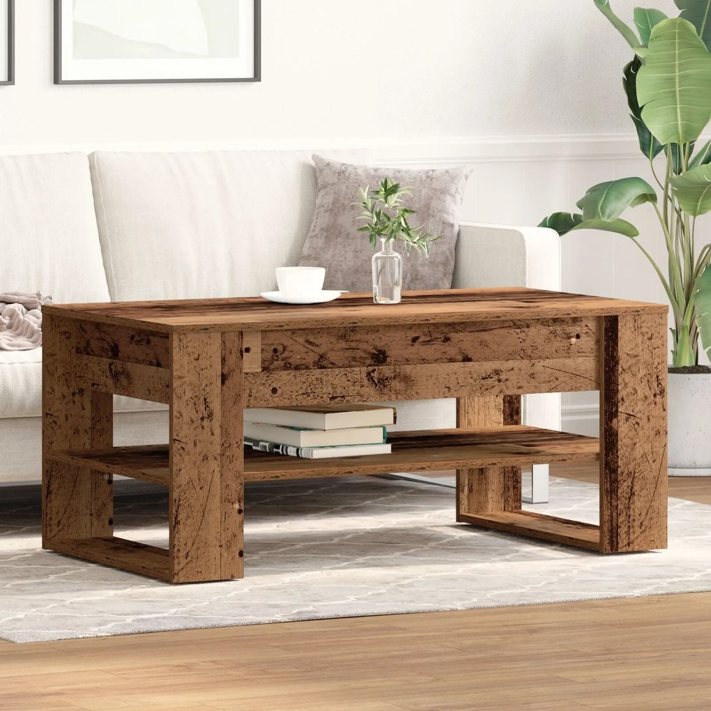 Mesa de Centro vidaXL em Madeira Velha 102x55x45 cm de Madeira de Enge