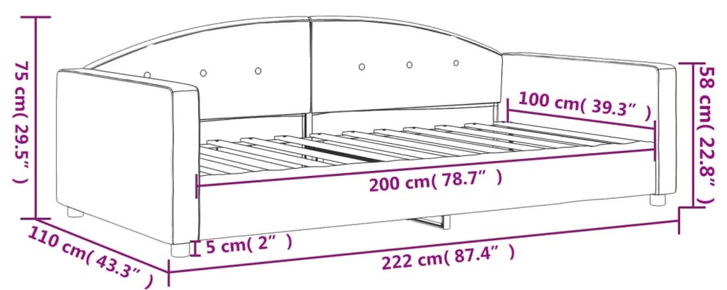 Sofá-cama 100x200 cm veludo cinzento-escuro