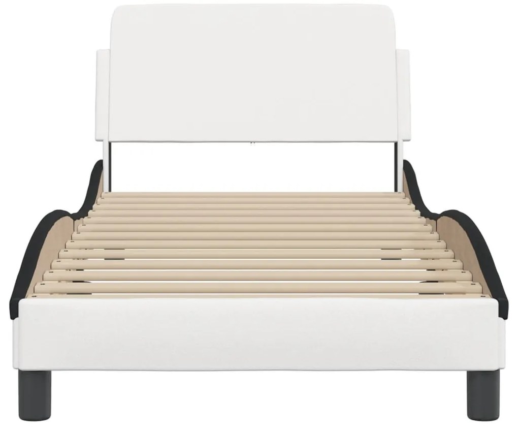 Estrutura de cama c/ cabeceira couro artificial 90x190cm