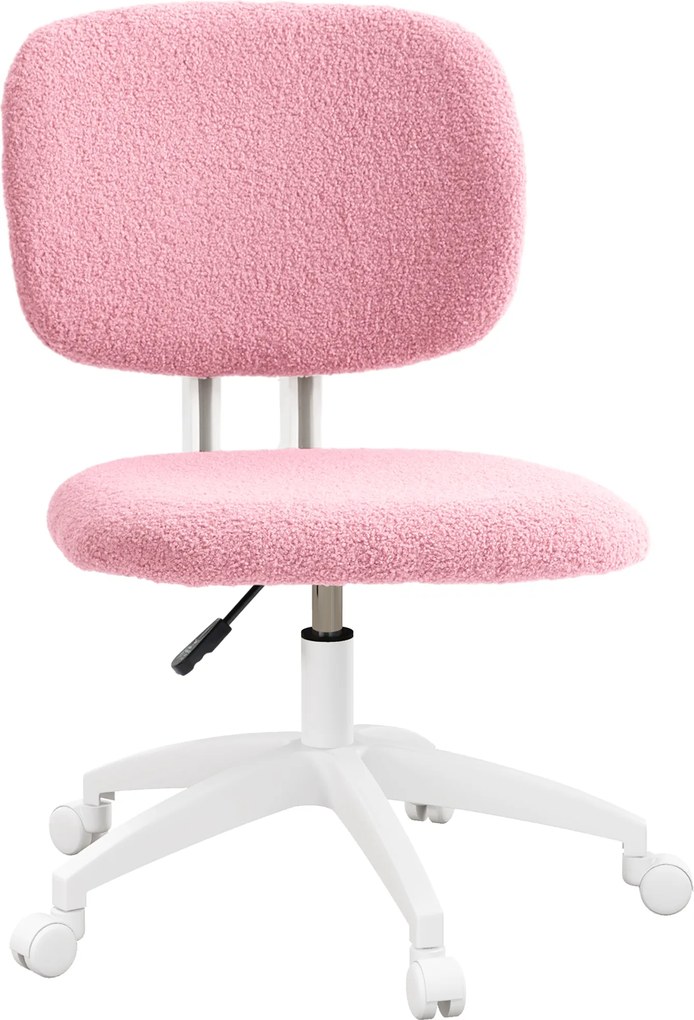 Vinsetto Cadeira de escritório, cadeira de computador giratória, ajustável em altura, 48 cm x 53 cm x 80-90 cm, rosa | Aosom Portugal