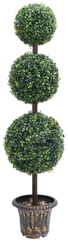 336511 vidaXL Planta artificial buxo em forma de esfera com vaso 118 cm verde