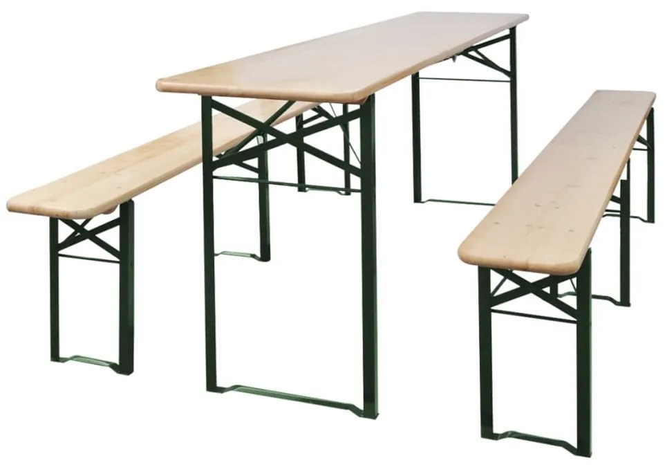 Mesa de cerveja dobrável c/ 2 bancos 220 cm madeira de abeto
