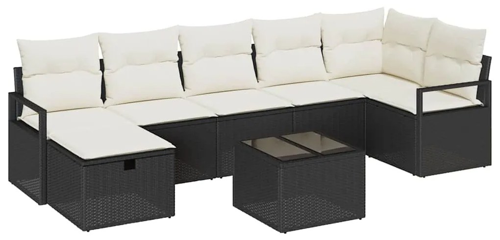 Conjunto de Sofá de Jardim vidaXL com Almofadas Pretas em Rattan Sinté