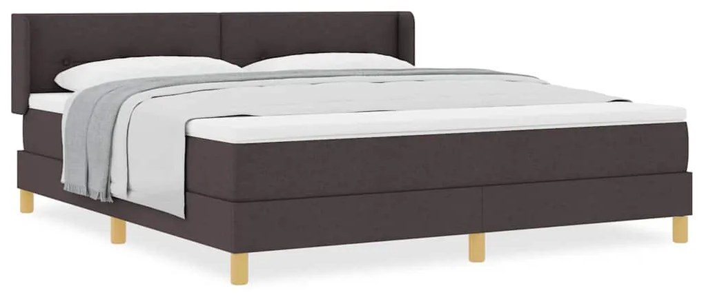 Cama Box Marrom Escuro e Branco 180 x 200 cm Poliéster