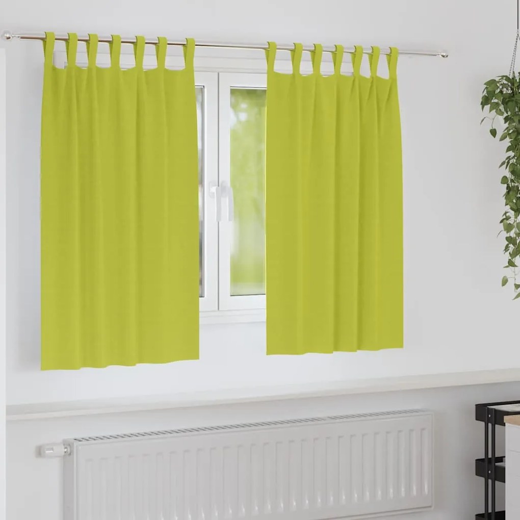 vidaXL Cortinas com cortinas 2 pcs Verde maçã Poliéster