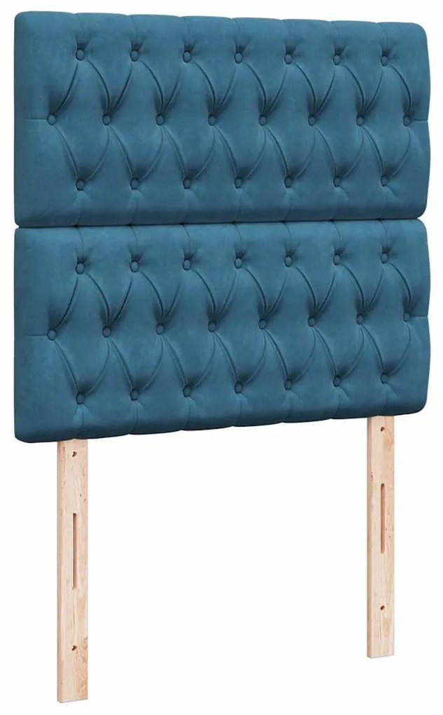 Cama boxspring com colchão 100x200 cm veludo azul