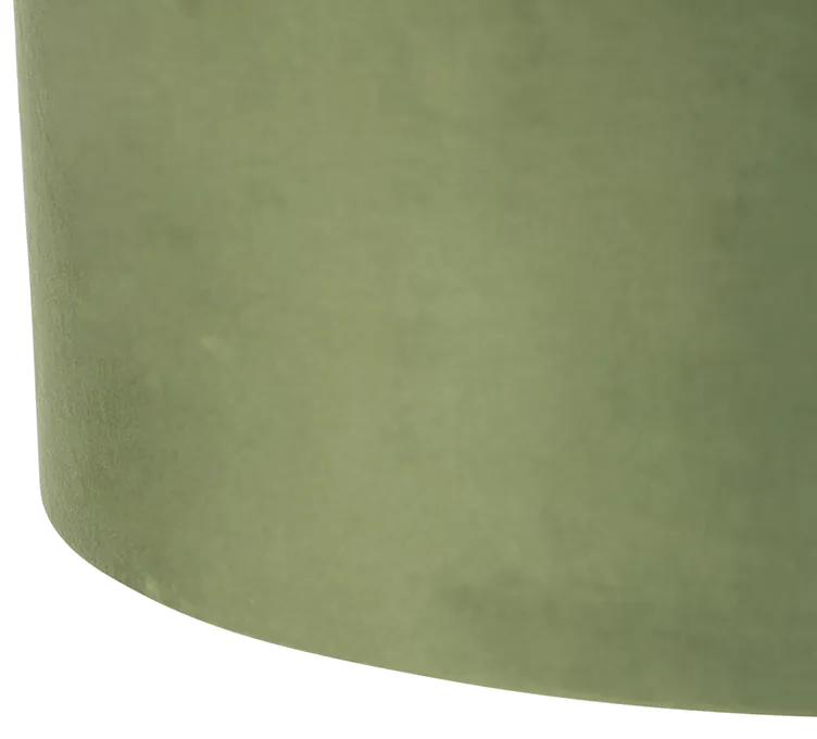 Candeeiro de suspensão com tons de veludo verde com 35 cm ouro - Blitz II preto Country / Rústico,Rústico