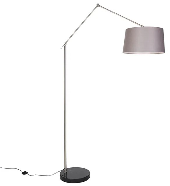 Candeeiro de pé moderno em aço com abajur cinzento escuro 45 cm - Editor Moderno