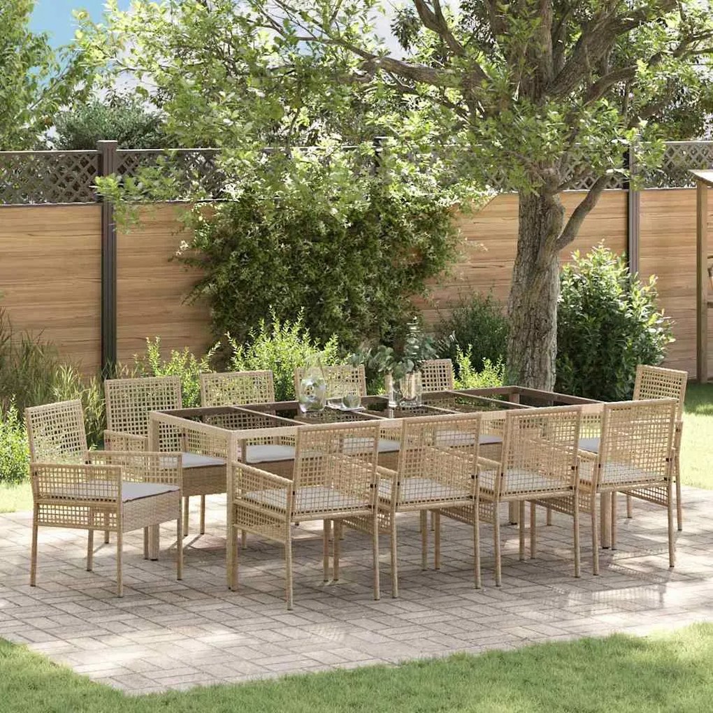 vidaXL Conjunto de Jantar de Jardim 11 pcs Bege 250 x 100 x 75 cm