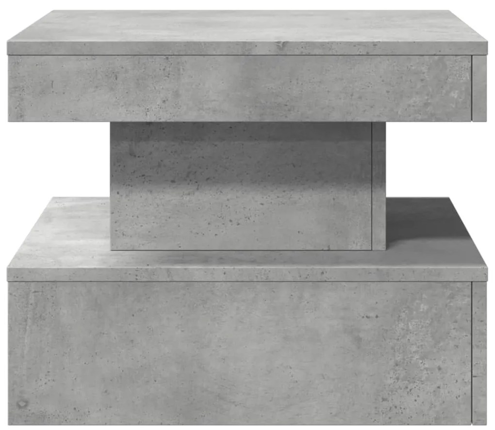 Mesa de centro com luzes LED 50x50x40 cm cinzento cimento