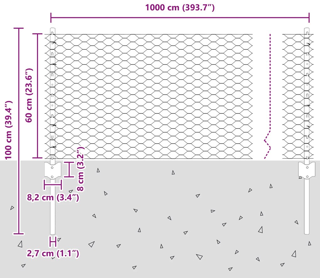 Postes de Cerca 5 pcs U-Channel 60 cm Aço Galvanizado