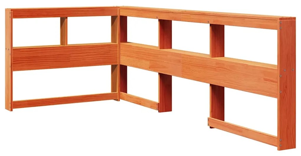 Cama com estante sem colchão 75x190cm pinho maciço castanho-mel
