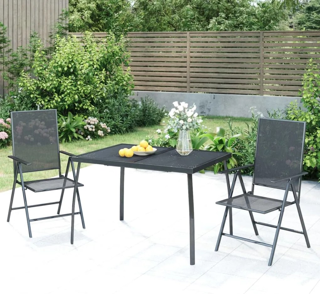 vidaXL 3 pcs conjunto de jantar para jardim aço antracite