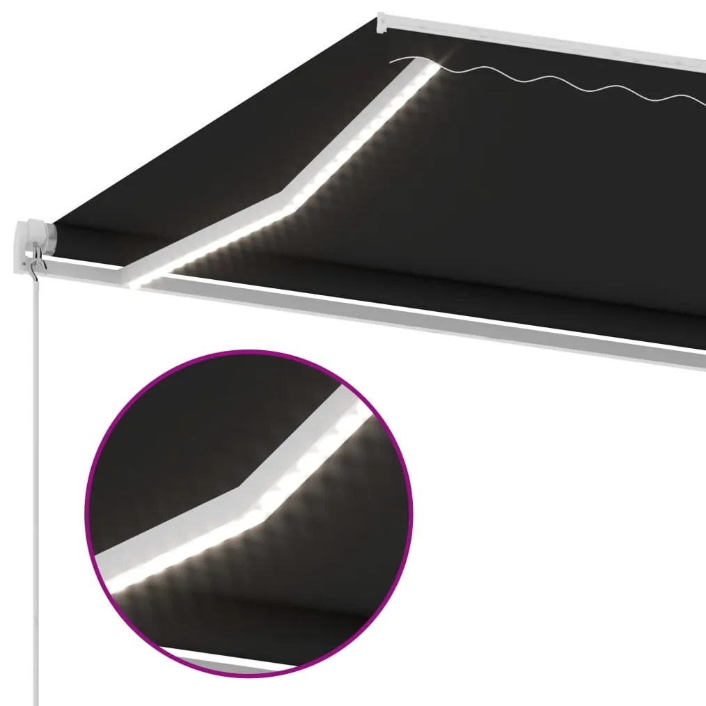 Toldo retrátil manual com LED 400x300 cm antracite