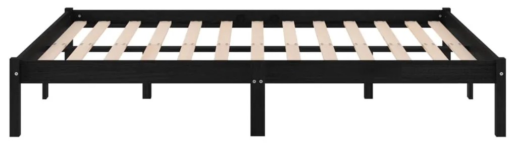 Estrutura de cama 200x200 cm madeira de pinho maciça preto