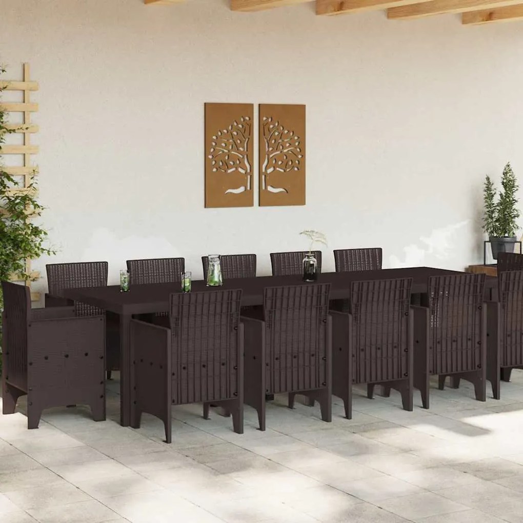 Conjunto de Jantar para Jardim 13 pcs Castanho