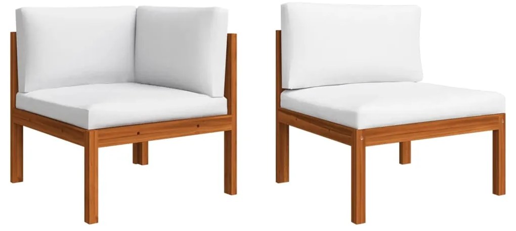 2 pcs conjunto lounge de jardim c/ almofadões acácia maciça