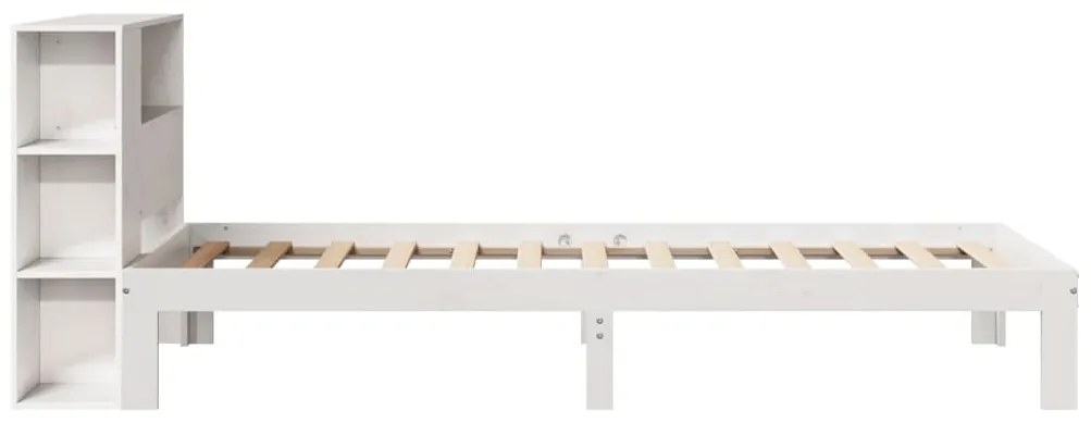 Cama com estante sem colchão 90x190 cm pinho maciço branco