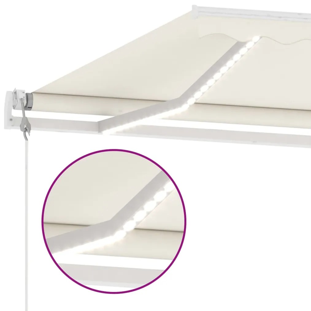 Toldo automático com LED e sensor de vento 600x300 cm cor creme