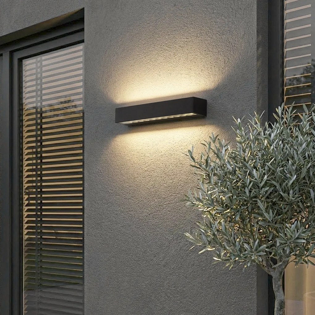 Candeeiro de parede exterior industrial preto 38cm incl. LED IP65 - Hannah