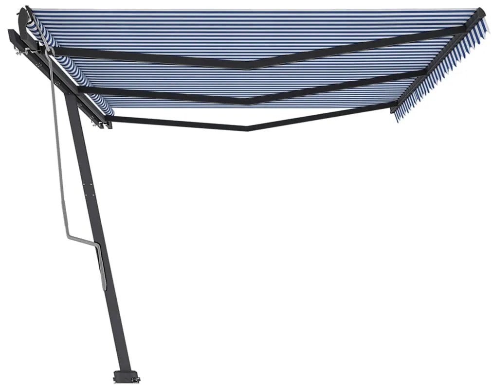 Toldo retrátil manual independente 600x350 cm azul e branco