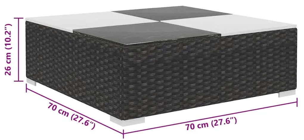 8 pcs conjunto lounge de jardim c/ almofadões vime PE preto