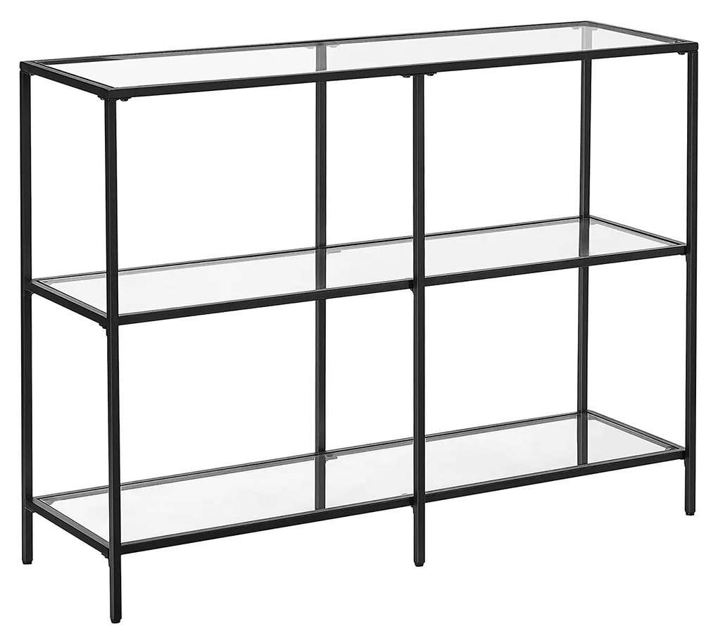 Mesa consola moderna com 3 prateleiras em estrutura de aço | VASAGLE | 100 x 73 x 30 cm | preto | LGT027B01.