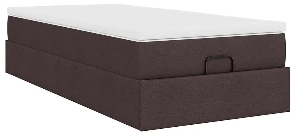 Estrutura cama otomana colchão 90x200 cm tecido castanho escuro