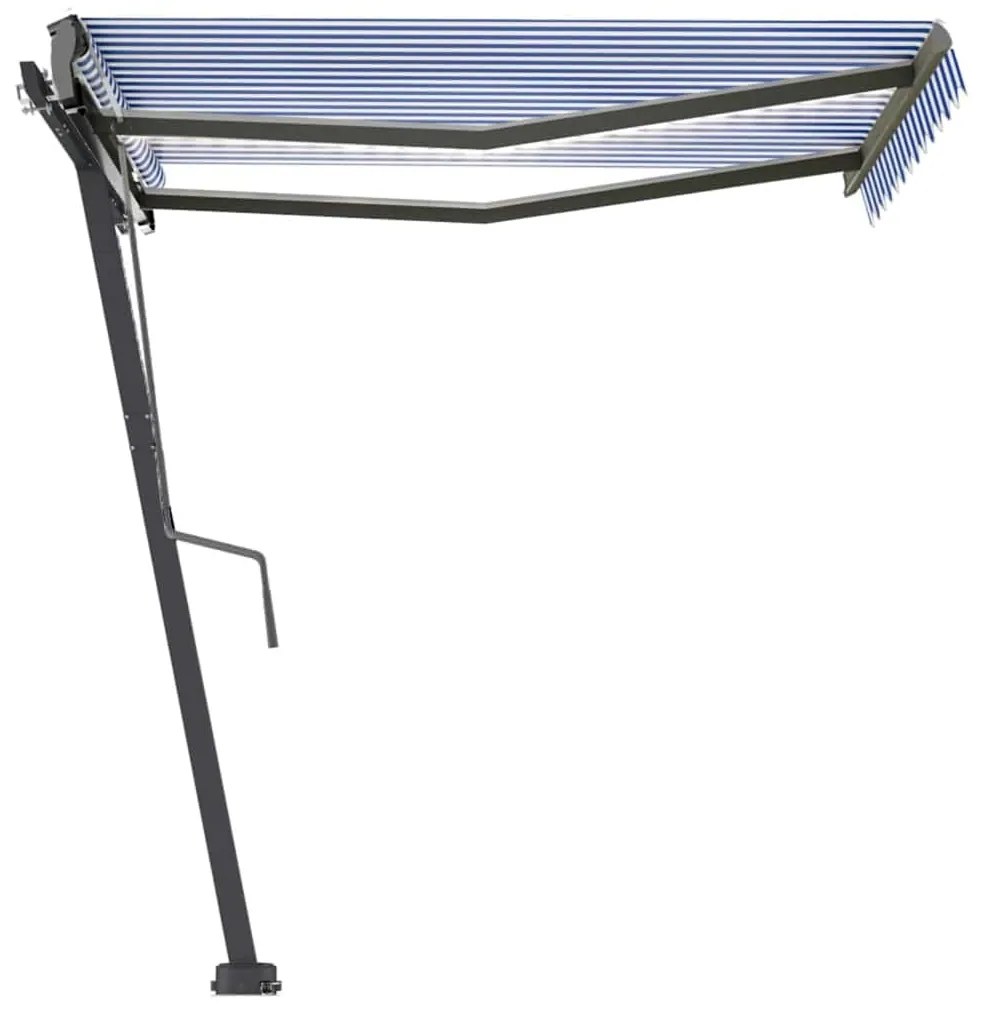 Toldo retrátil manual com LED 300x250 cm azul e branco