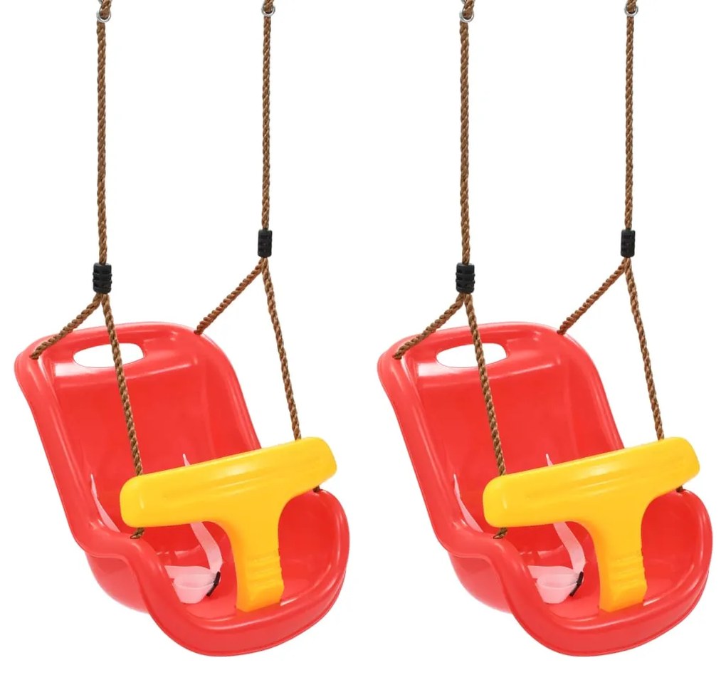 91800 vidaXL Baloiços para bebé com cinto de segurança 2 pcs PP vermelho
