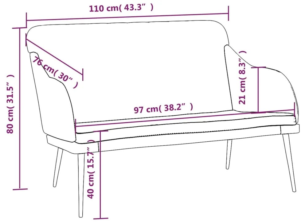 Banco 110x76x80 cm veludo preto