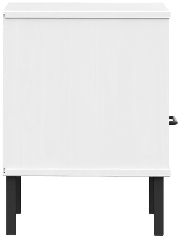 Mesa cabeceira c/ pernas de metal OSLO pinho maciço branco