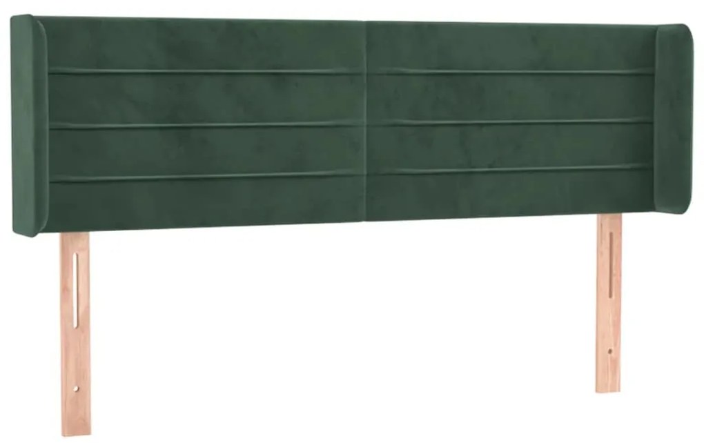 Cabeceira cama c/ luzes LED veludo 147x16x78/88 cm verde-escuro