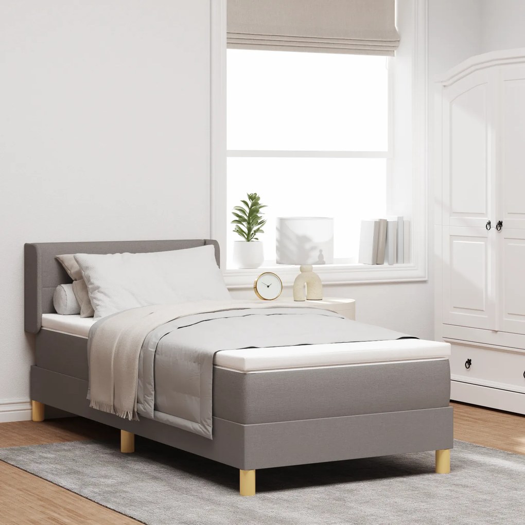 vidaXL Cama Box Spring com Colchão Taupe 80x200 cm Tecido